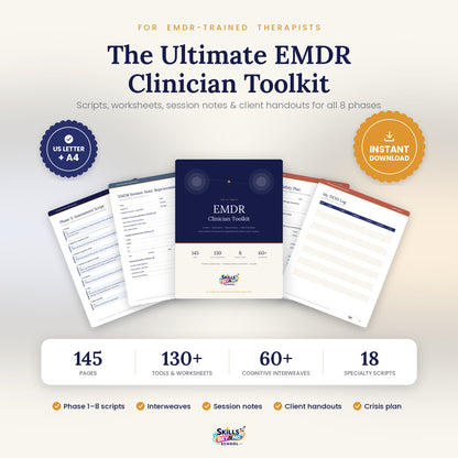 The Ultimate EMDR Clinician Toolkit – 145-Page EMDR Therapy Bundle | Scripts, Worksheets, Interweaves & Session Notes | Printable PDF
