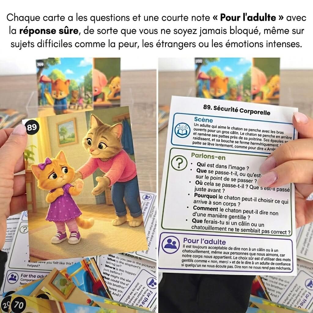 240 Conversation Cards about Feelings and Emotions for Children (English and French Version)