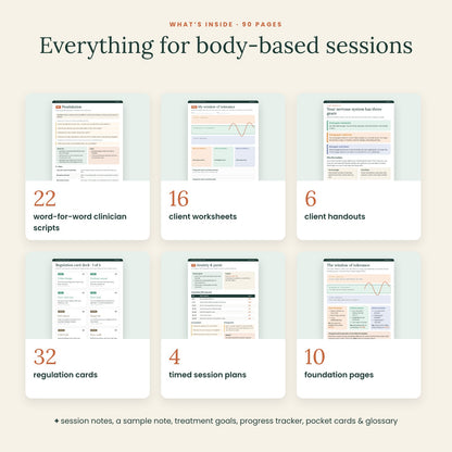 The Somatic Therapy Toolkit – 90-Page Polyvagal-Informed Nervous System Bundle for Therapists | Scripts, Worksheets, Window of Tolerance & Regulation Cards | Printable PDF