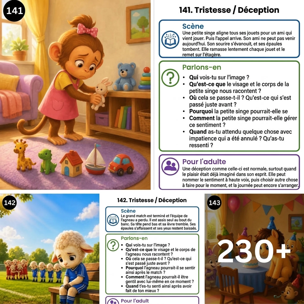 240 Conversation Cards about Feelings and Emotions for Children (English and French Version)