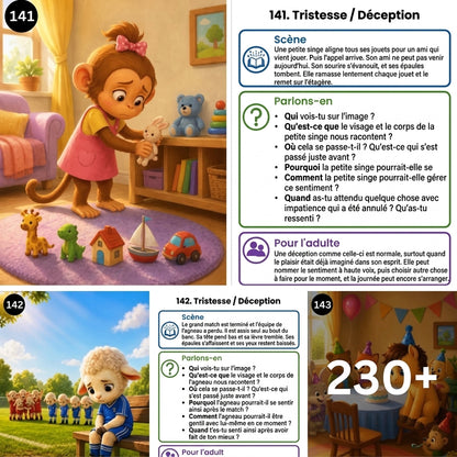 240 Conversation Cards about Feelings and Emotions for Children (English and French Version)