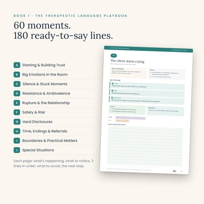 The Therapist's Session Navigator – 3-Book Clinical Bundle | 180 Therapy Scripts, 24 Decision Maps & 50 Session Plans | Clickable PDF