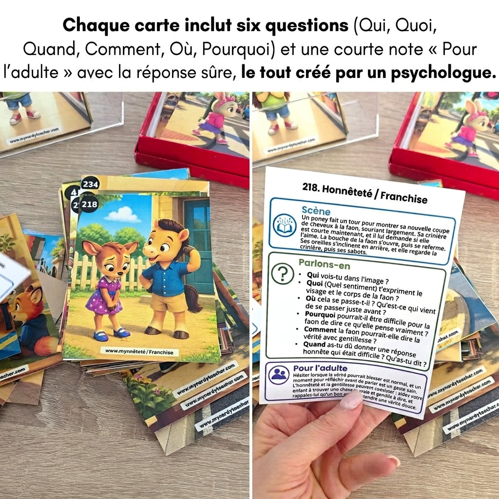 240 Conversation Cards about Feelings and Emotions for Children (English and French Version)