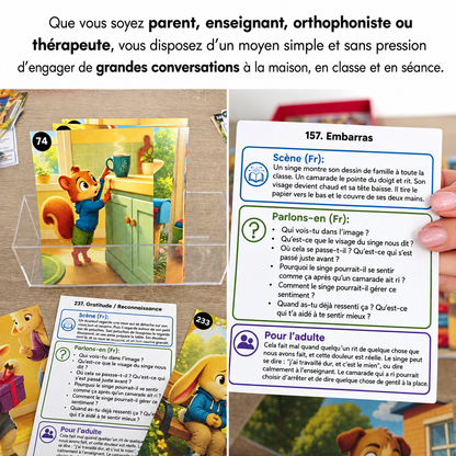 240 Conversation Cards about Feelings and Emotions for Children (English and French Version)