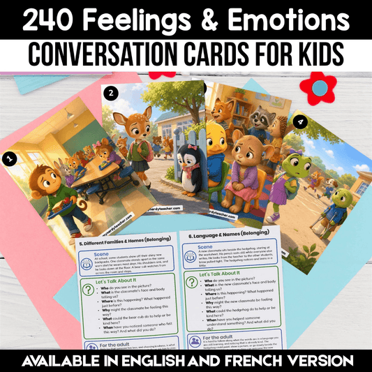 240 Feelings & Emotions Conversation Cards for Kids | Social Skills, Safety & Self-Regulation