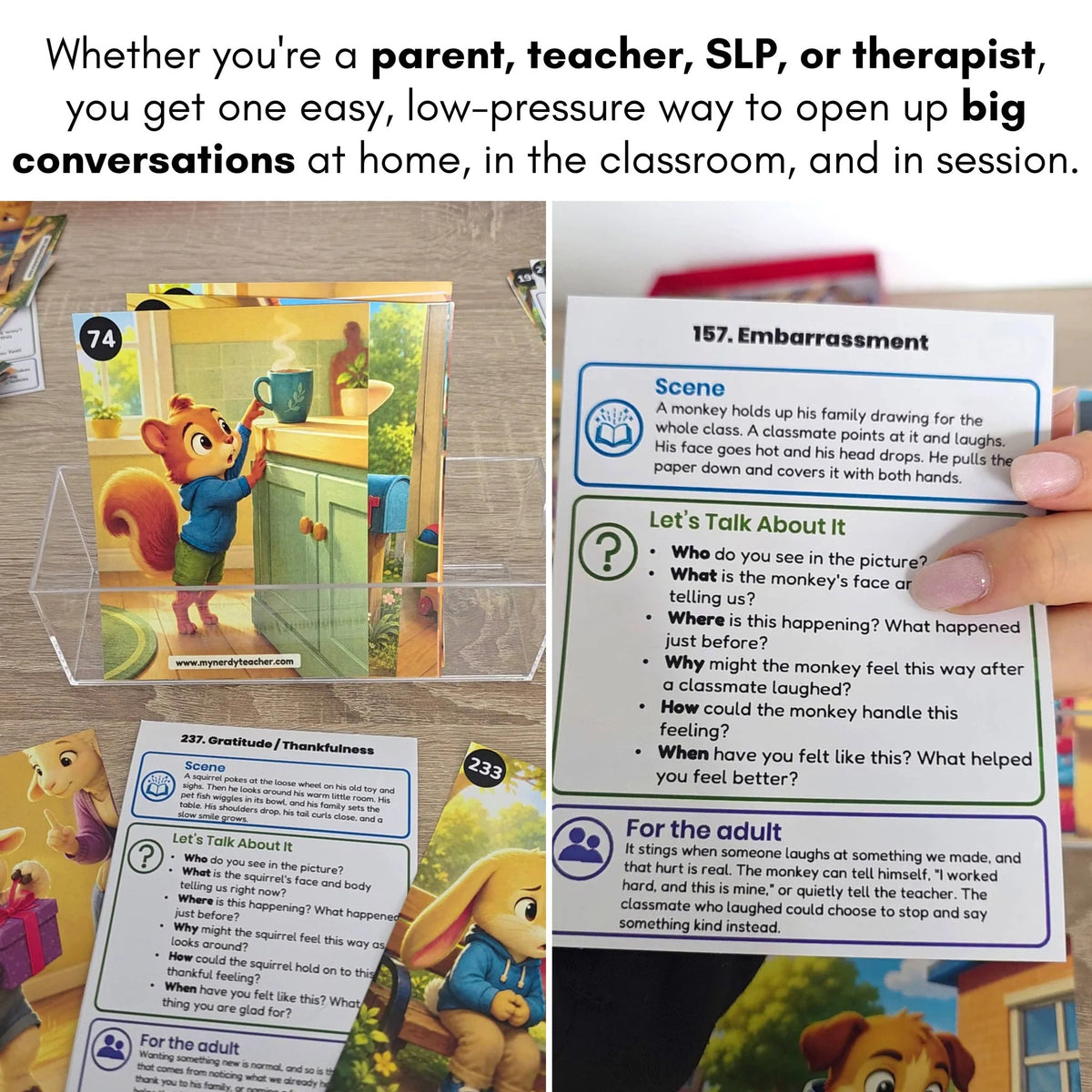 240 Feelings & Emotions Conversation Cards for Kids | Social Skills, Safety & Self-Regulation