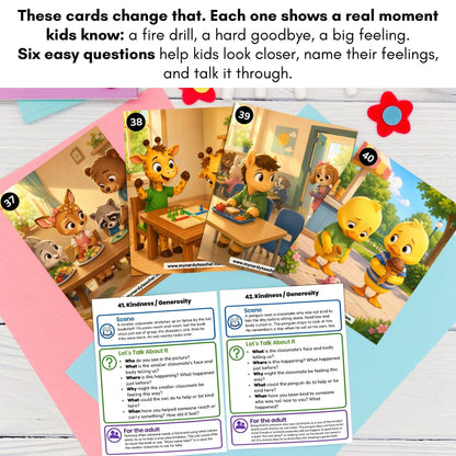 240 Feelings & Emotions Conversation Cards for Kids | Social Skills, Safety & Self-Regulation